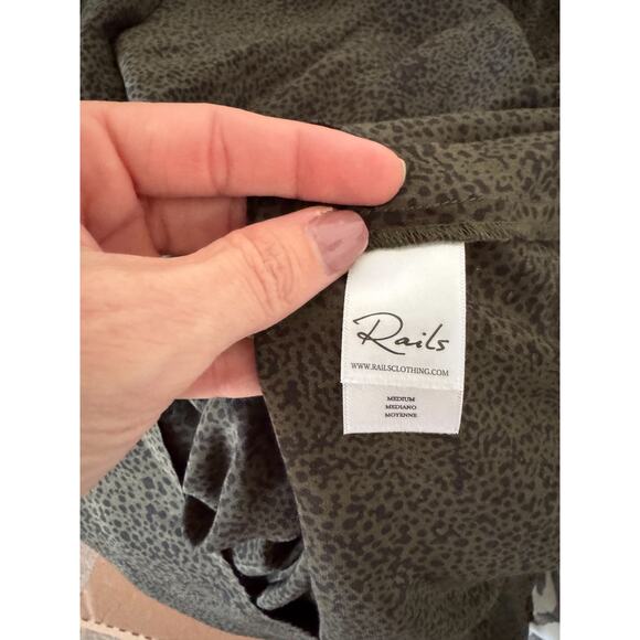 Rails Jasmine Speckled Long Sleeve Mini Dress Green Black Medium Small - Picture 10 of 12